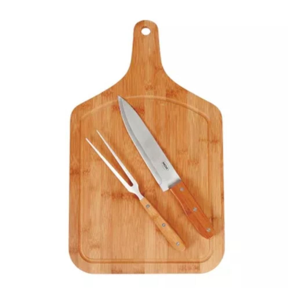 Conjunto para Churrasco Bamboo Tabua 30x50cm com Alça - 3360 - MOR