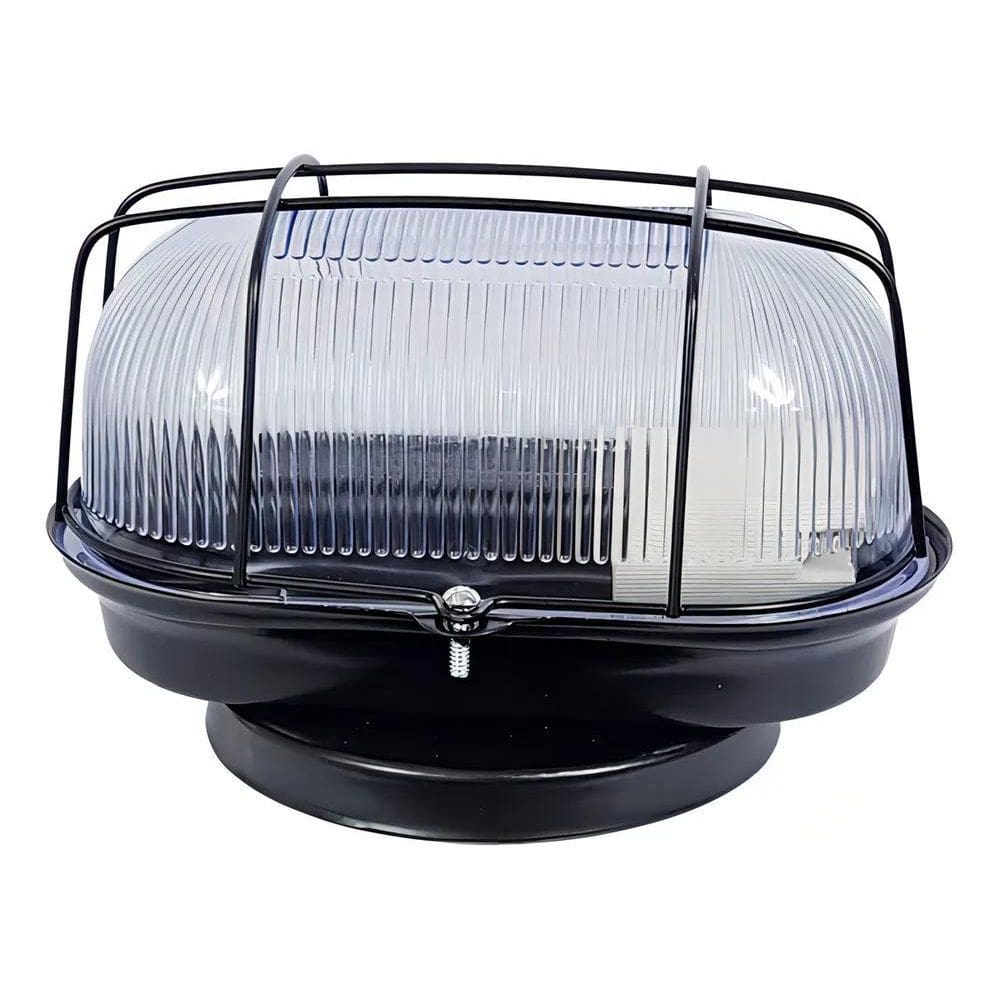 5X Arandela Luminária Oval Tartaruga Preta Aço Vidro Resiste