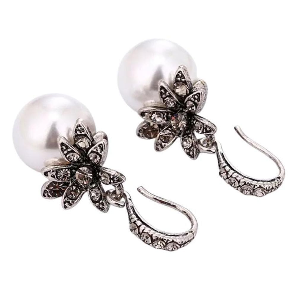 Brinco Flor De Sol Strass Pérola Branco P5477