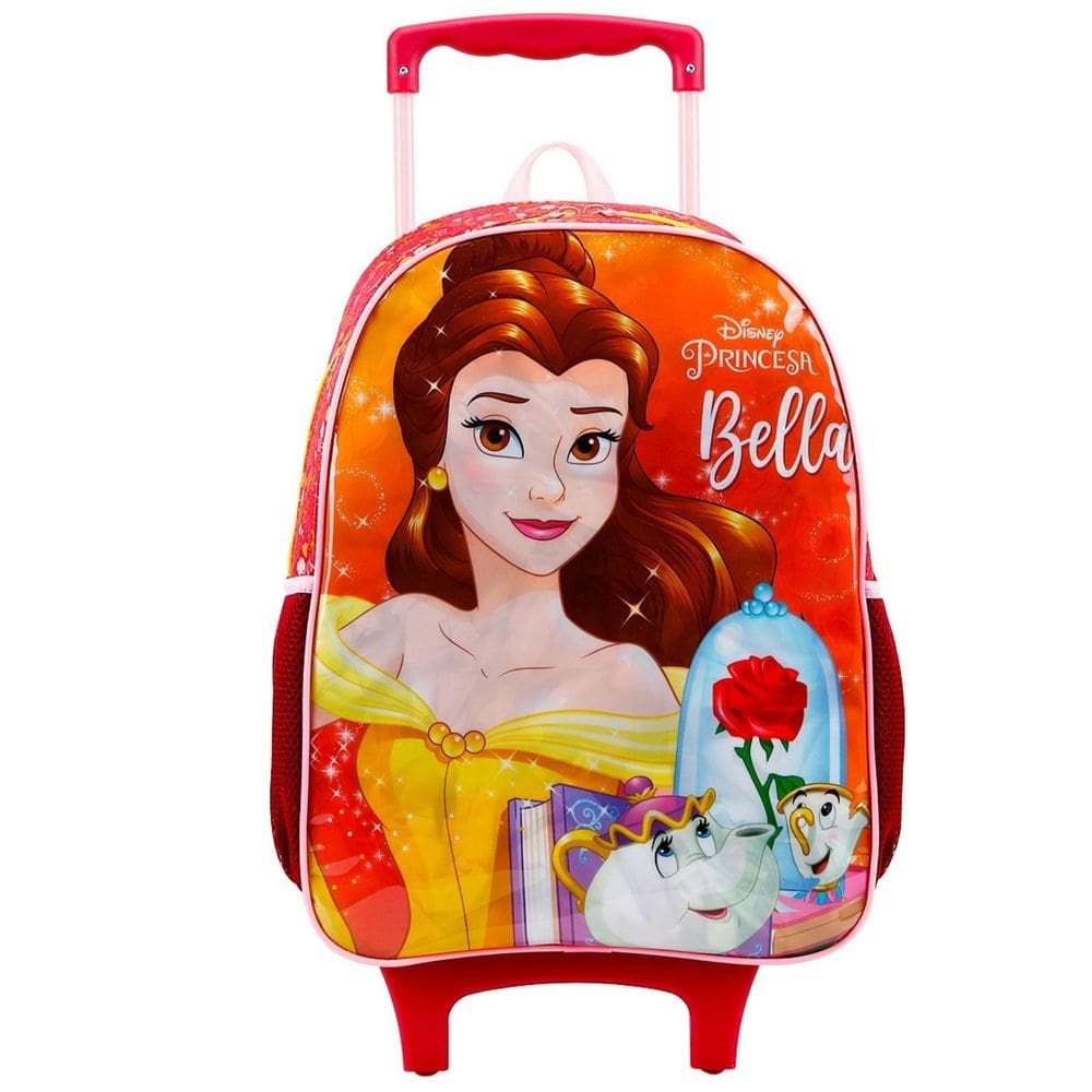 Mochila Escolar Rodas M A Bela Fera Princesa Disney 11531