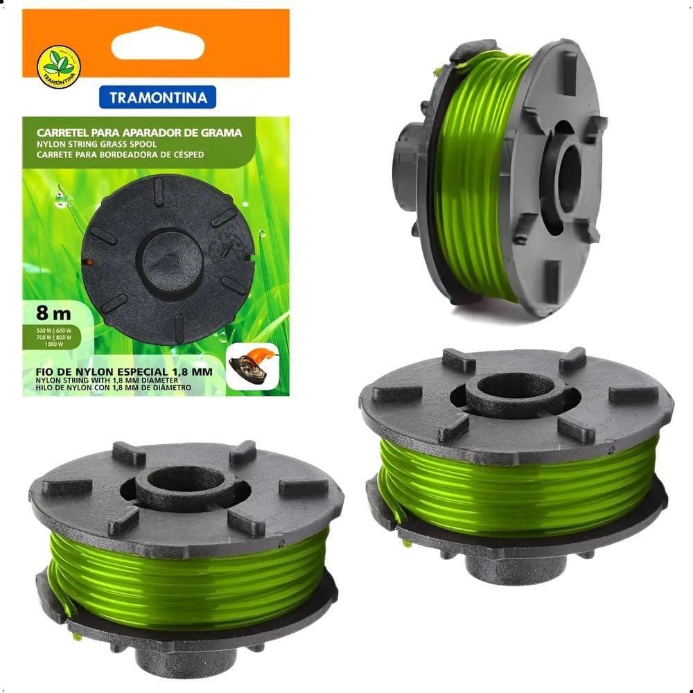 5X Kit 3 Carretel Roçadeira Aparador Grama Fio Nylon Tramont
