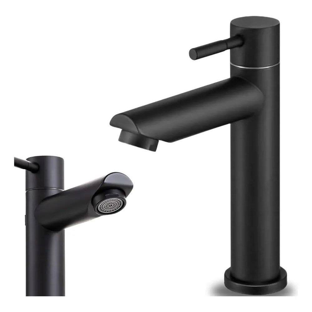 5X Torneira Lavatório Preta Água Fria Aço Inox Fosca Banheir