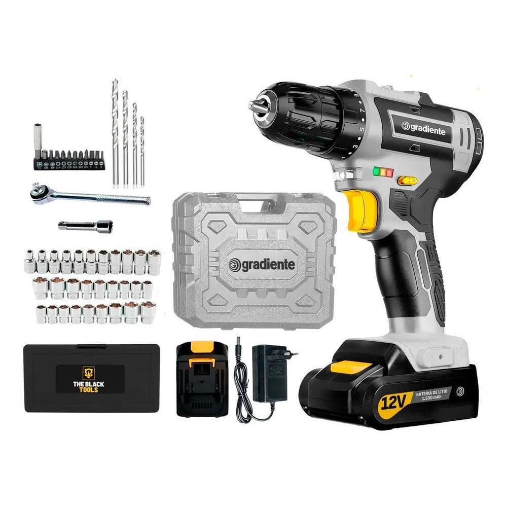 5X Parafusadeira Furadeira Bateria 12V 3/8 + 40 Peças