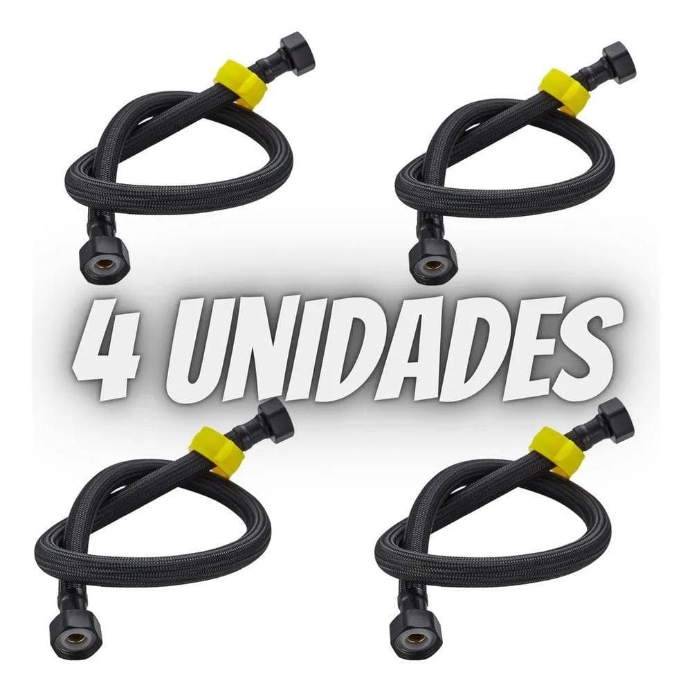 5X Rabicho Flexivel 50 Cms Engate Mangueira Trançado Aço Ino