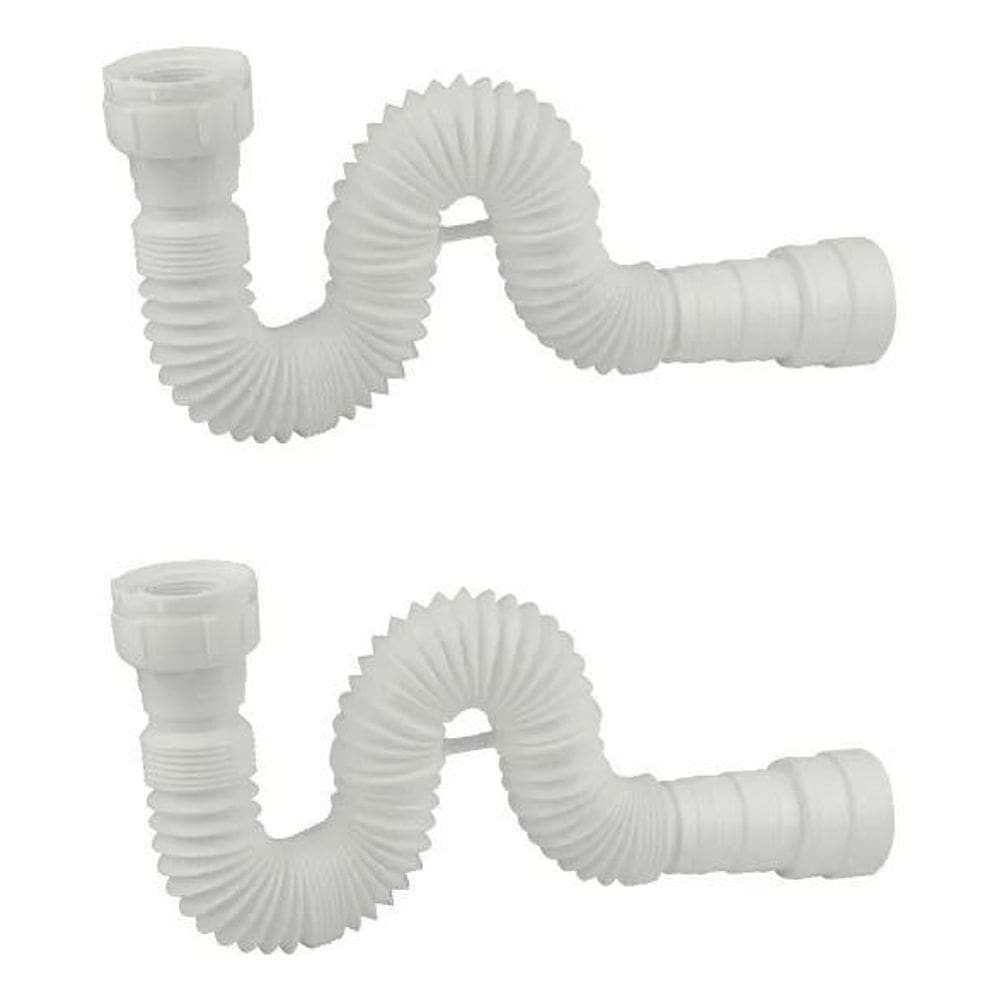 5X Kit 2 Sifão Sanfonado Ajustável Banheiro Pia Tanque Branc