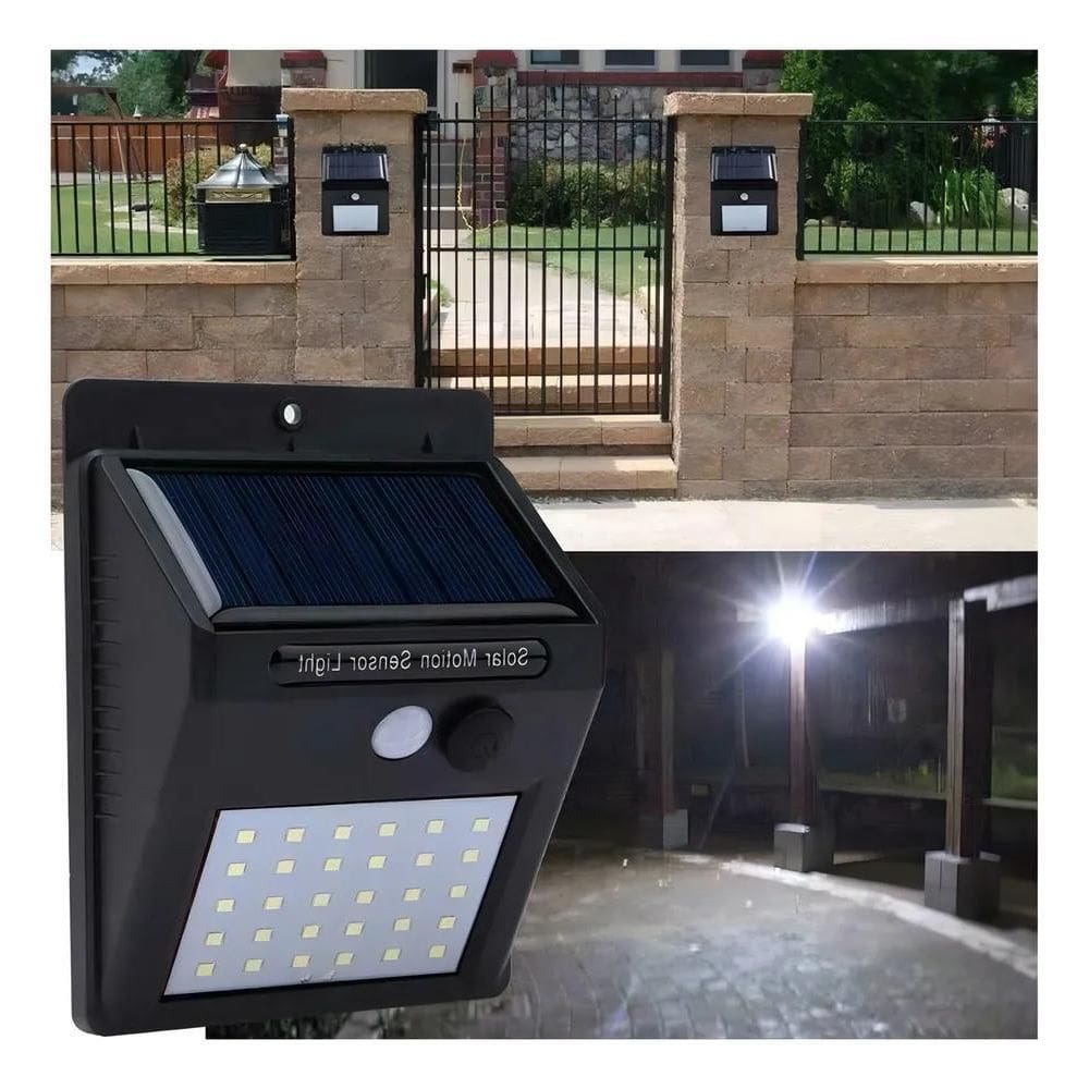 5X Luminária Led Arandela Solar 30 Leds Com Sensor De Presen
