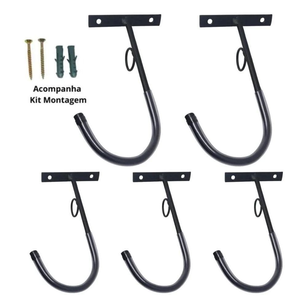 5X Kit 5 Peças Gancho Para Pendurar Bicicleta Parede Suporte