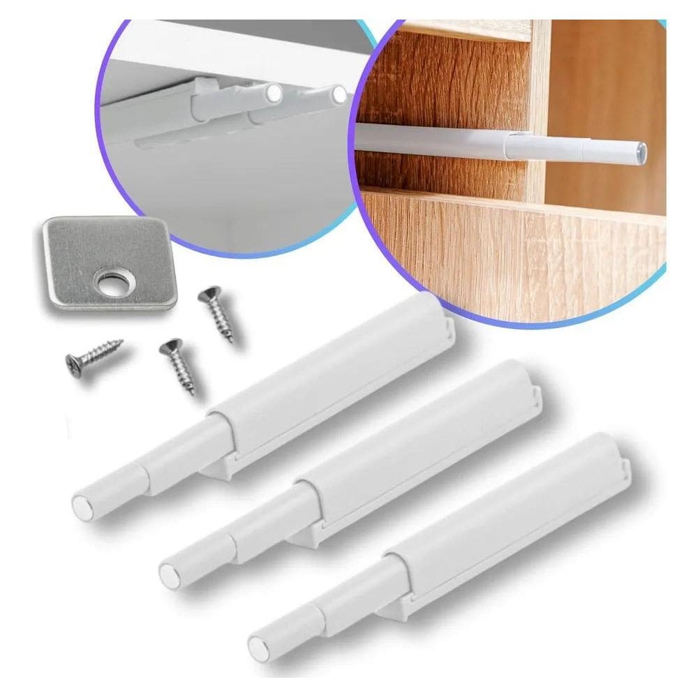 5X Kit 3 Fecho Pulsador Magnético Branco Toque Sobrepor Tip-