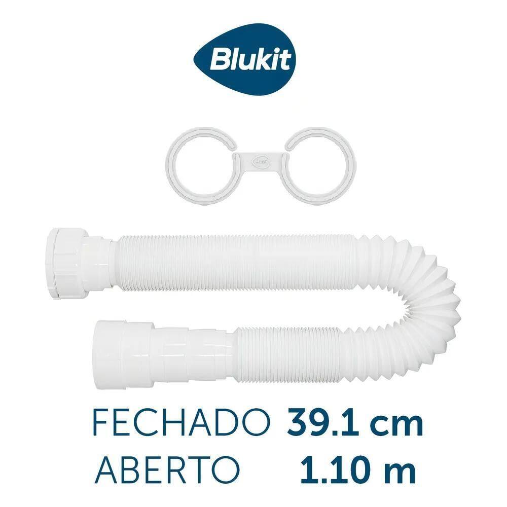 5X Sifão Universal Longo 1,1 Metros Tanque Pia Lavatorio Blu
