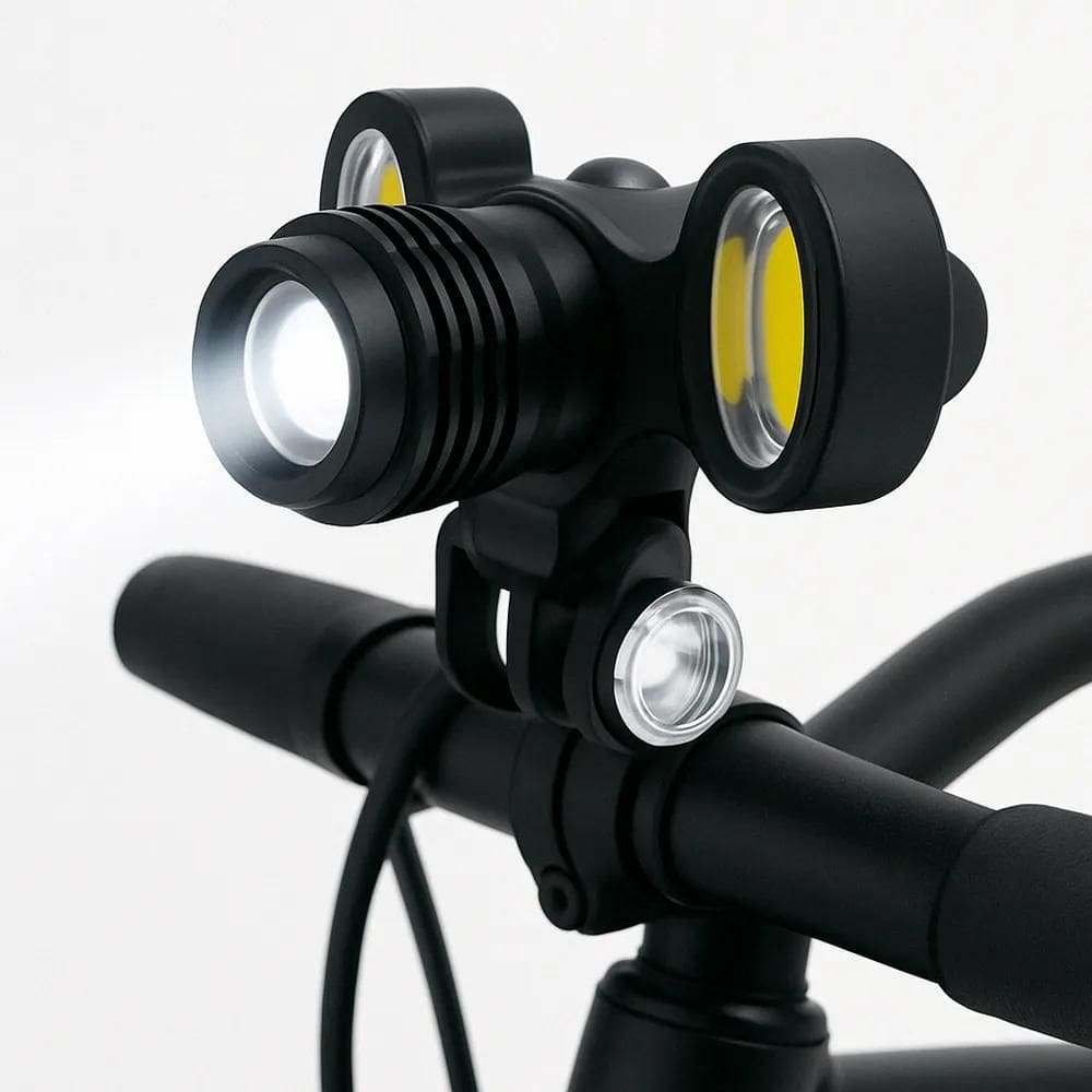 5X Farol Lanterna Bike 3 Focos Led Com Zoom Recarregável T6