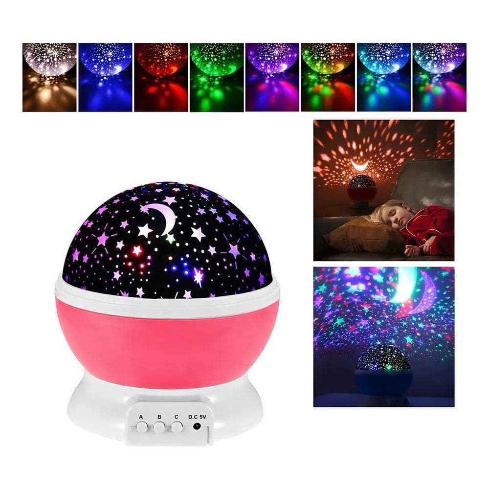 5X Luminária Projetor Led Infantil Ceu Lua Estrela Giratória