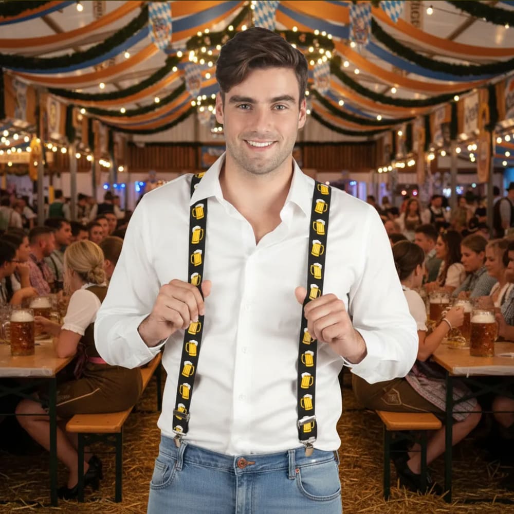 Fantasia October Fest Suspensório Divertido Bebida Beer Boteco