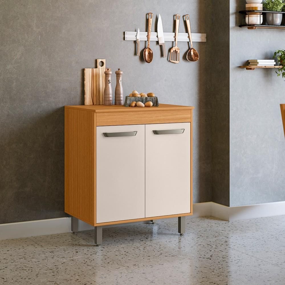 Balcão de Cozinha 2 Portas Malta Freijó/Off White Poliman Móveis