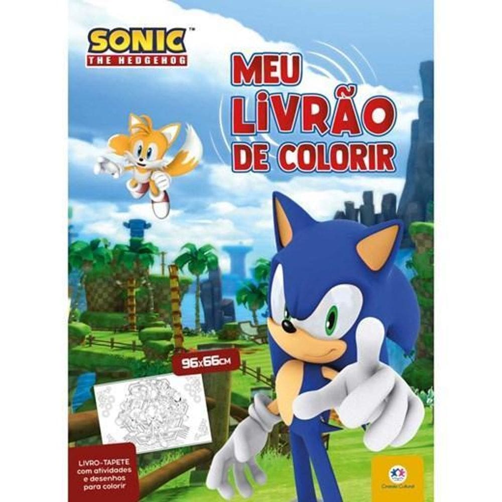 Livro Tapete Sonic Meu Livrao De Colorir 16 Paginas 32X23Cm
