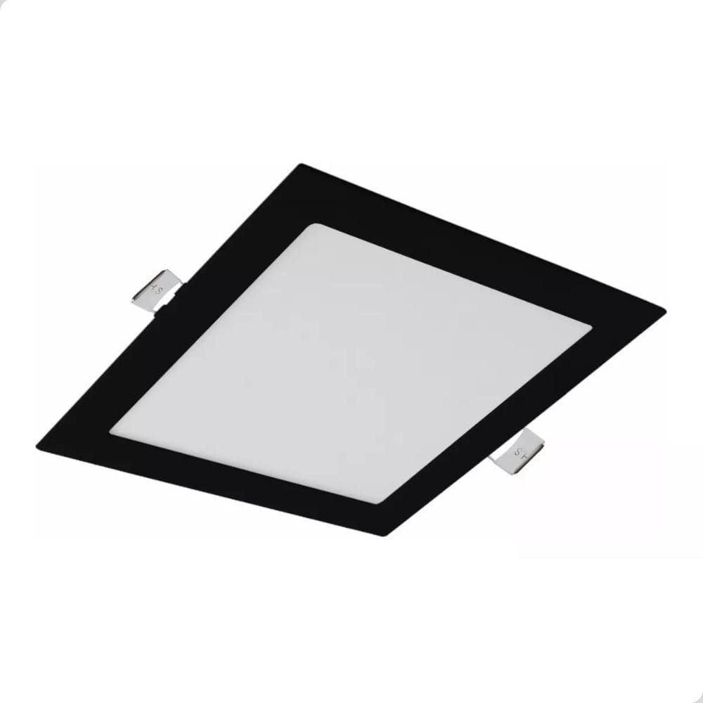 Plafon Embutir Quadrado 25W Preto - Luz Branca 6500K