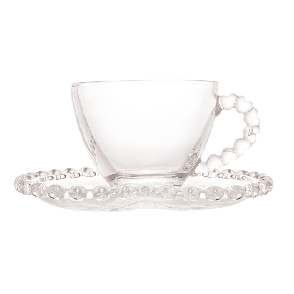 Jogo De 4 Xícaras 80ml Para Café Cristal Coração Lyor
