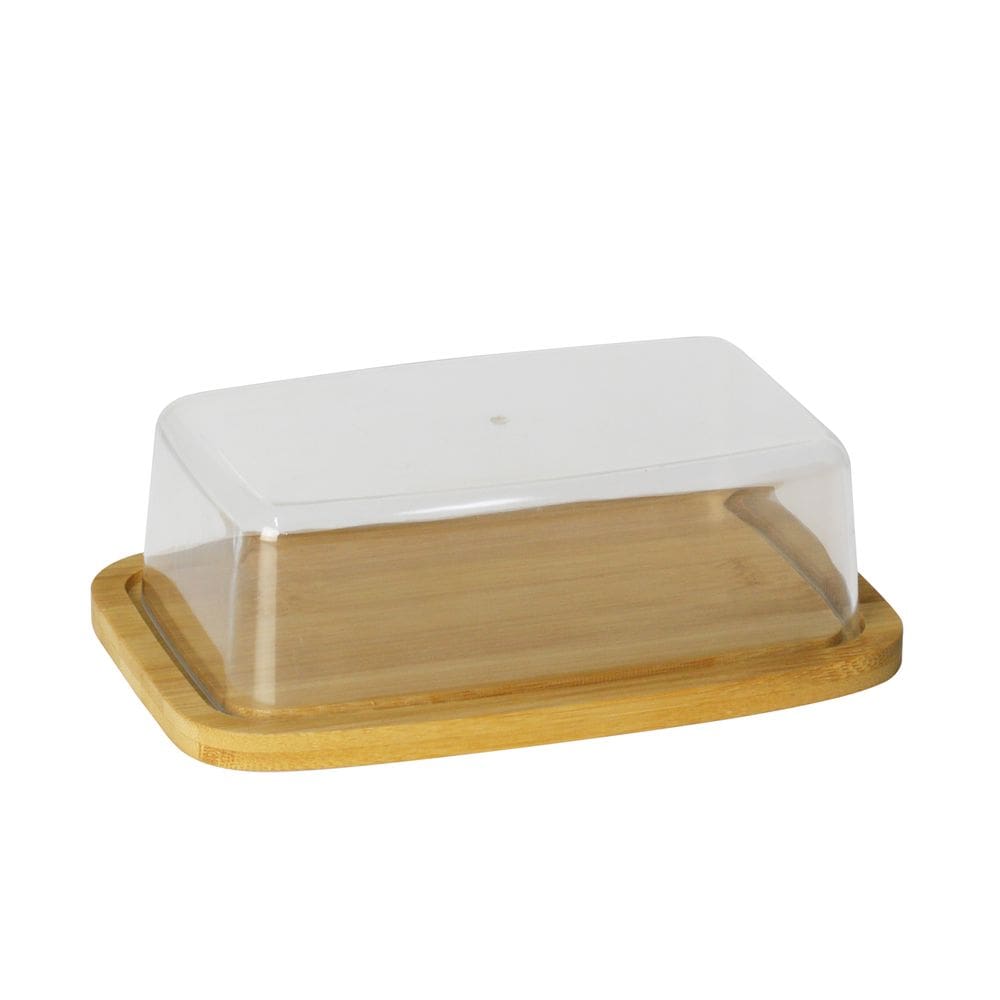 Manteigueira De Bambu Com Tampa Acrílica 19x12x6cm Lyor