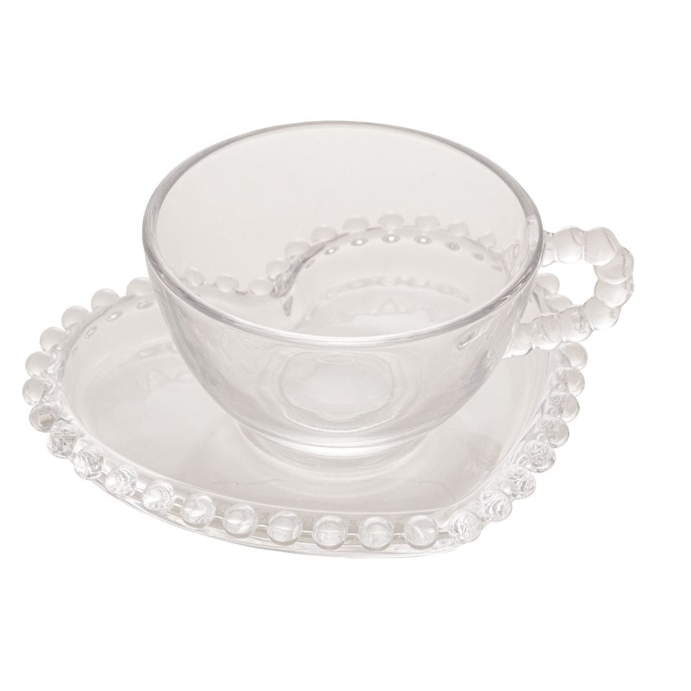 Jogo De 4 Xícaras 180ml Para Chá em Cristal Coração Pearl Wolff