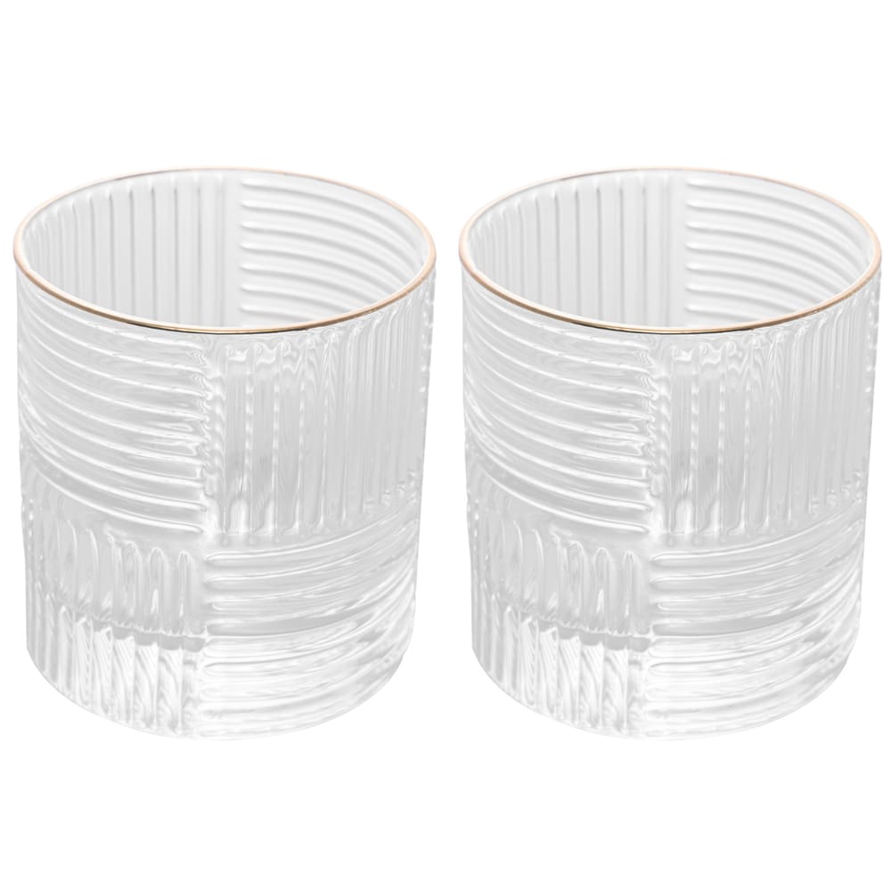 Jogo De 2 Copos 320ml Para Whisky Borda Dourada Chess Wolff