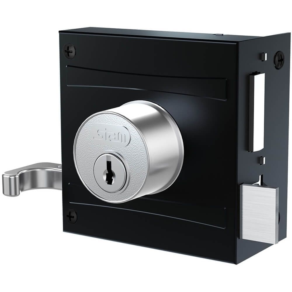 Fechadura Jena 701/80 Preta Fosca com Espelho em Inox - 56317 - STAM