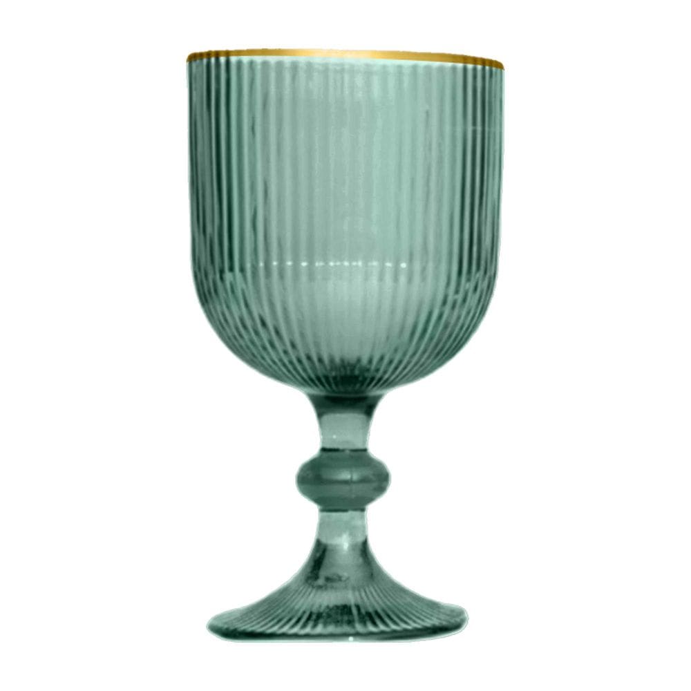 Jogo De 6 Taças 365ml Borda Dourada Cameratta Verde L´hermitage