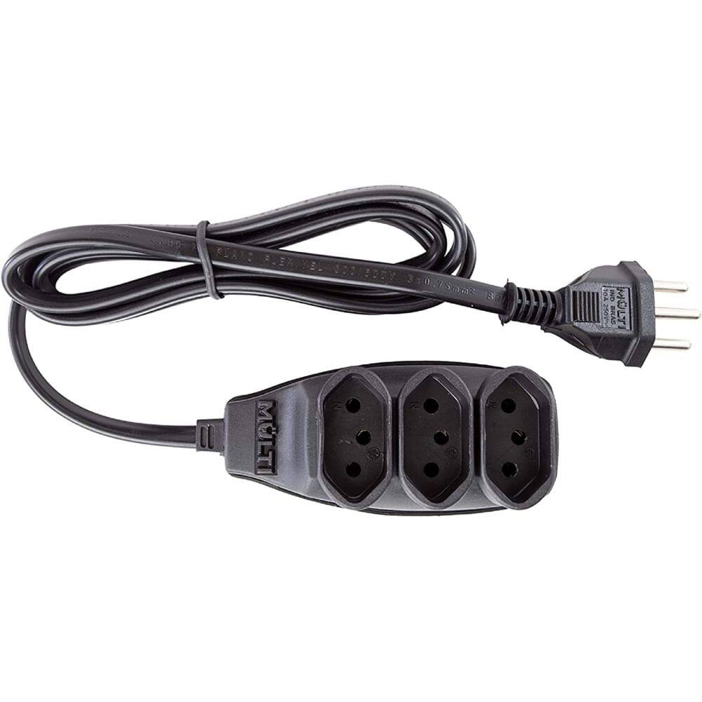 Extensão Preta 3T Tripolar com 10 Metros 2P+T 10 Ampères 250VAC - 01574 - MULTICRAFT