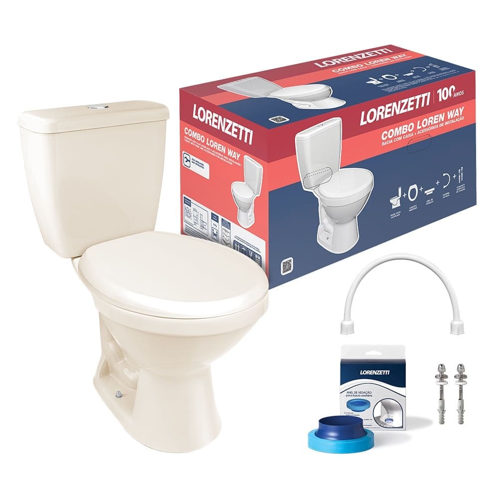 Kit Bacia com Caixa Acoplada + Assento Way Branco - 7720008 - LORENZETTI