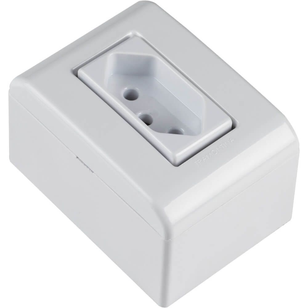 Caixa de Sobrepor com 1 Tomada 2P+T 10 Ampères 250 Volts LixFlex Branca - 57304002 - TRAMONTINA