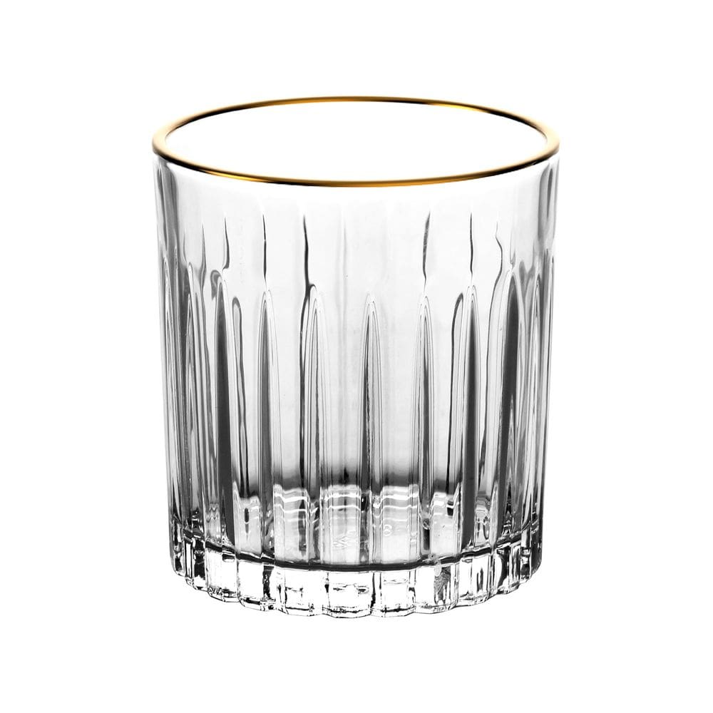 Jogo De 6 Copos Whisky Cristal Borda Dourada 310ml Soho L`hermitage