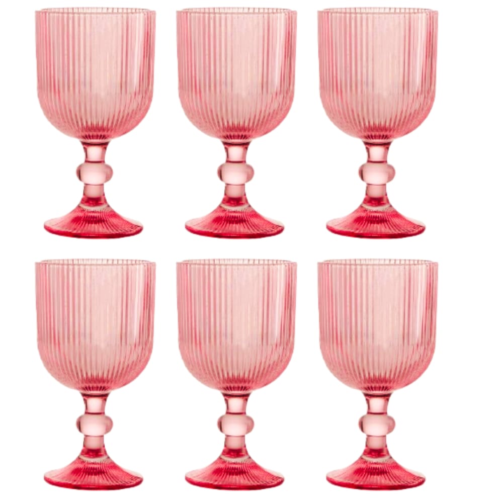 Jogo De 6 Taças 390ml Rosa Versalhes Lanty Ke Home