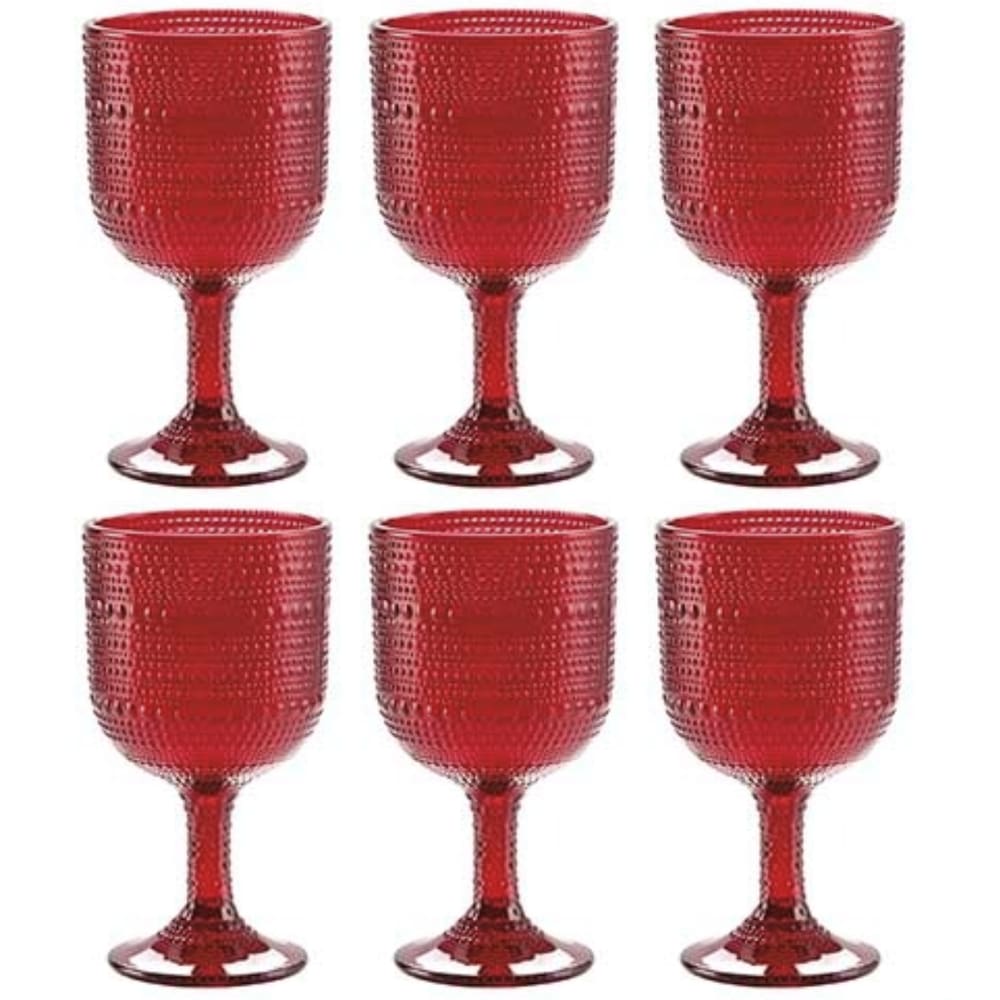 Jogo De 6 Taças 390ml Pérola Rubi Vermelho Ke Home