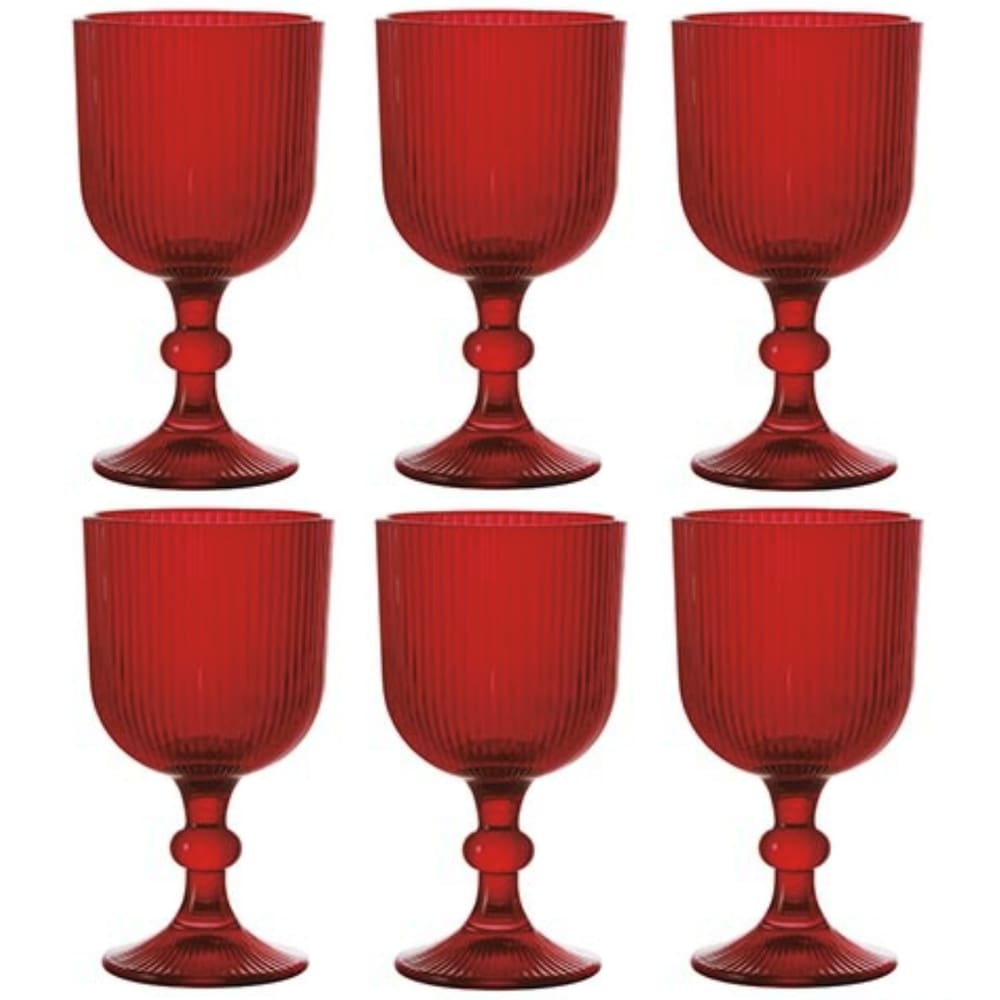 Jogo De 6 Taças 390ml Versalhes Rubi Vermelho Ke Home