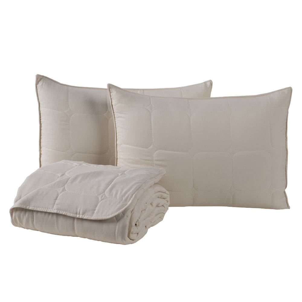 Kit Cobre Leito Colcha Speciale King Matelado Toque Acetinado 400 Fios 3 Peças Palha