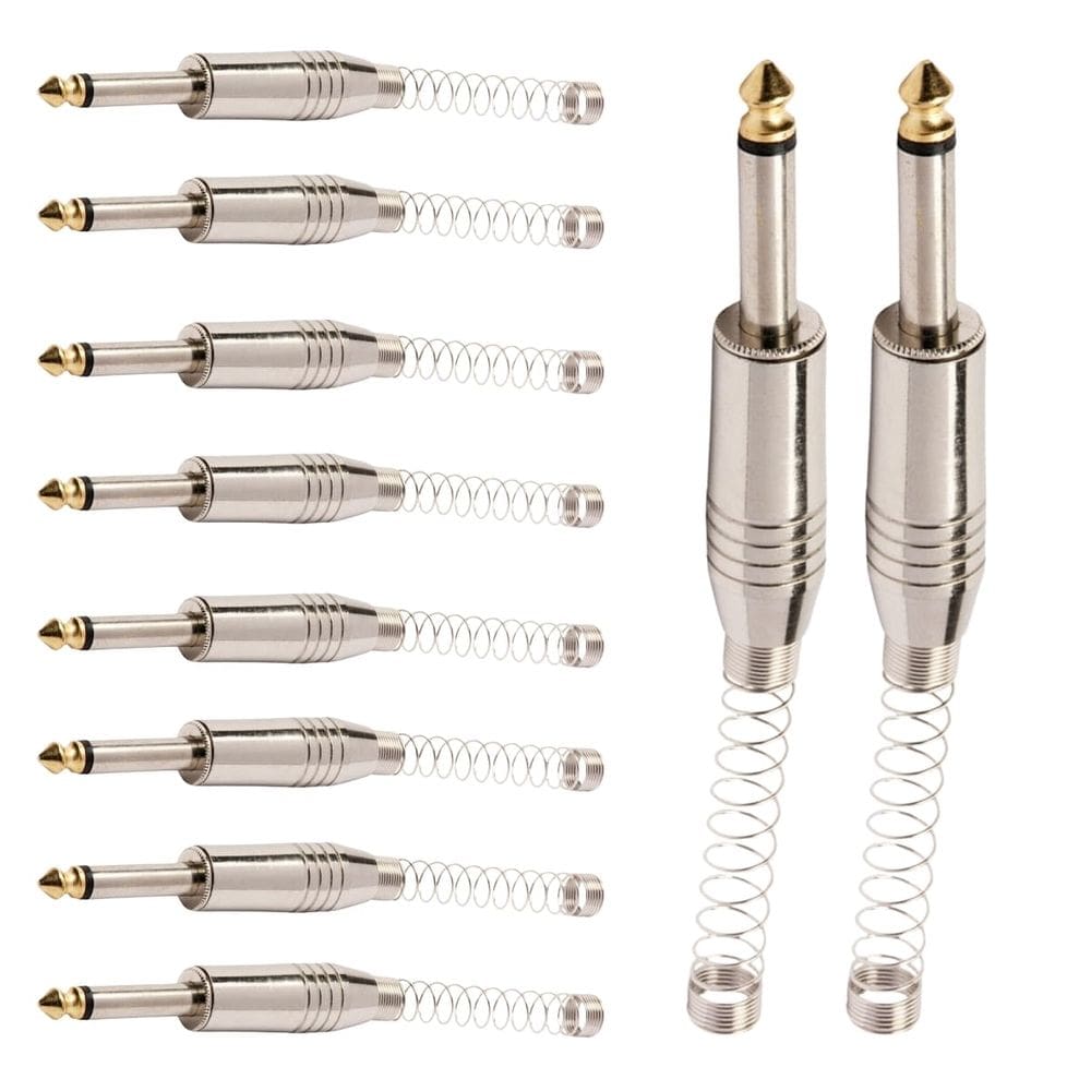 Conector P10 Macho Linha Mono Com Mola E Ponta Gold Storm 10 Unidades