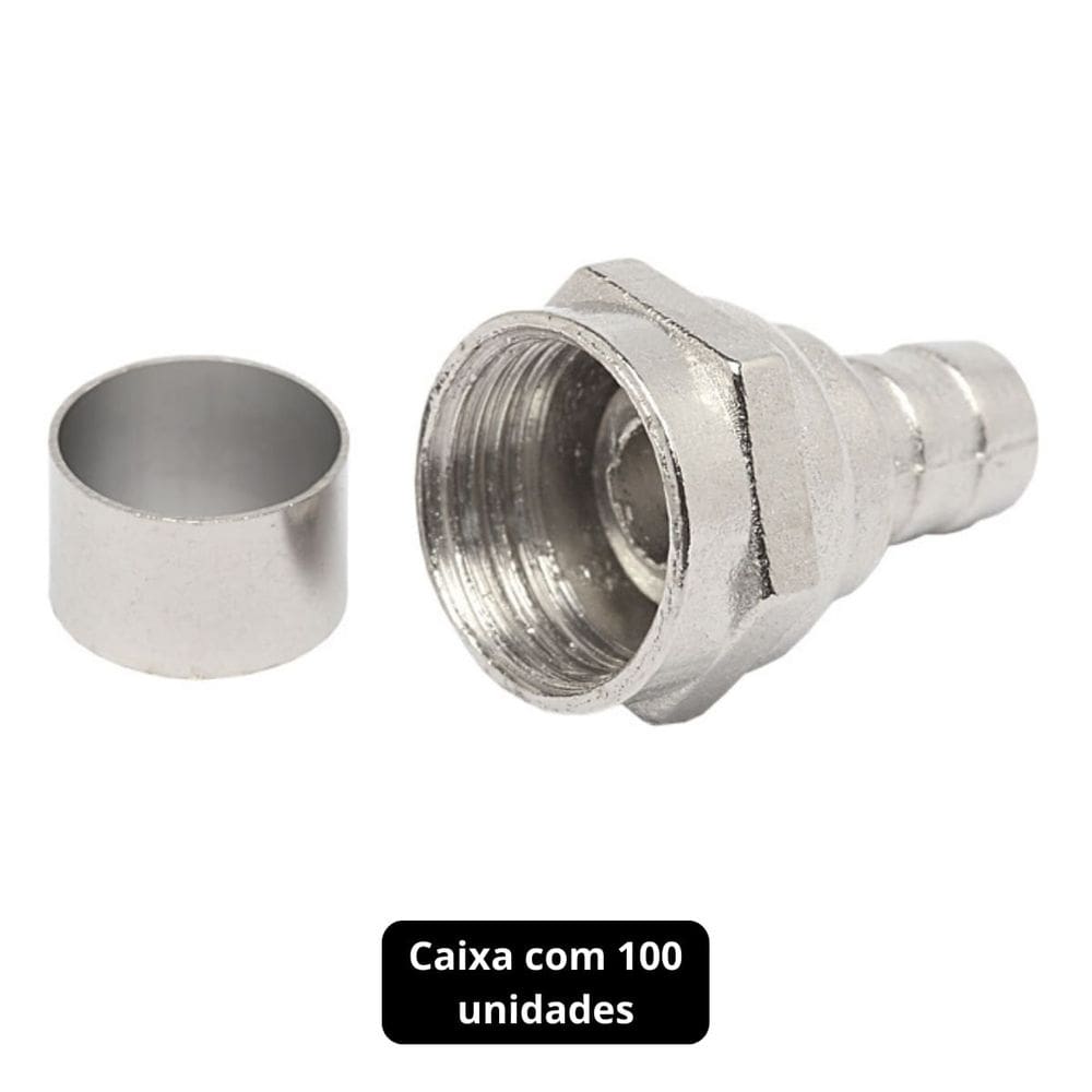 Conector F Rg 59 Com Anel Corpo Longo Storm 100 Unidades