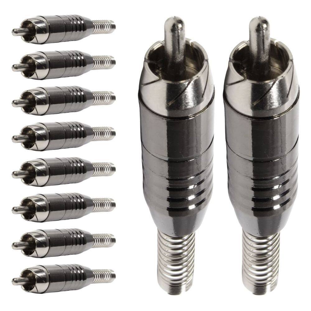 Conector Linha Rca Macho Niquel Preto Com Mola Storm 10 Unidades