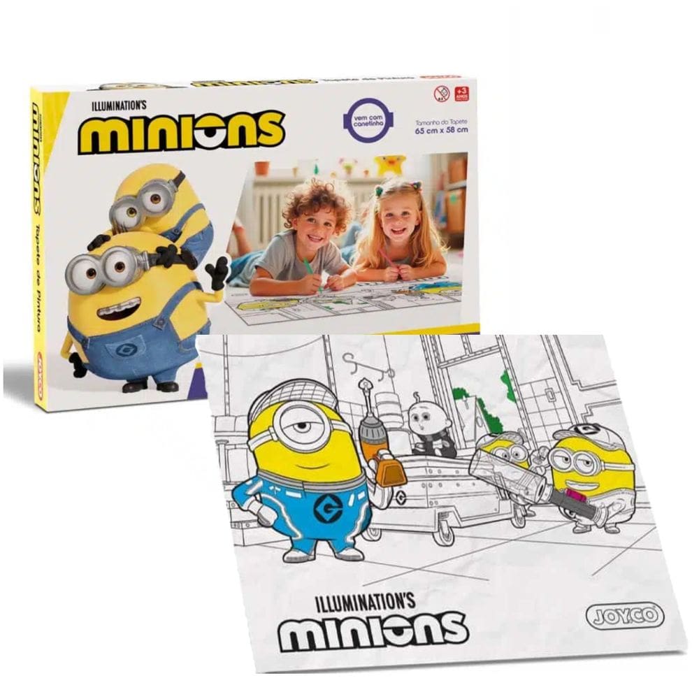 Tapete Pintura Colorir Minions Lavável 6 Canetinhas Bambola