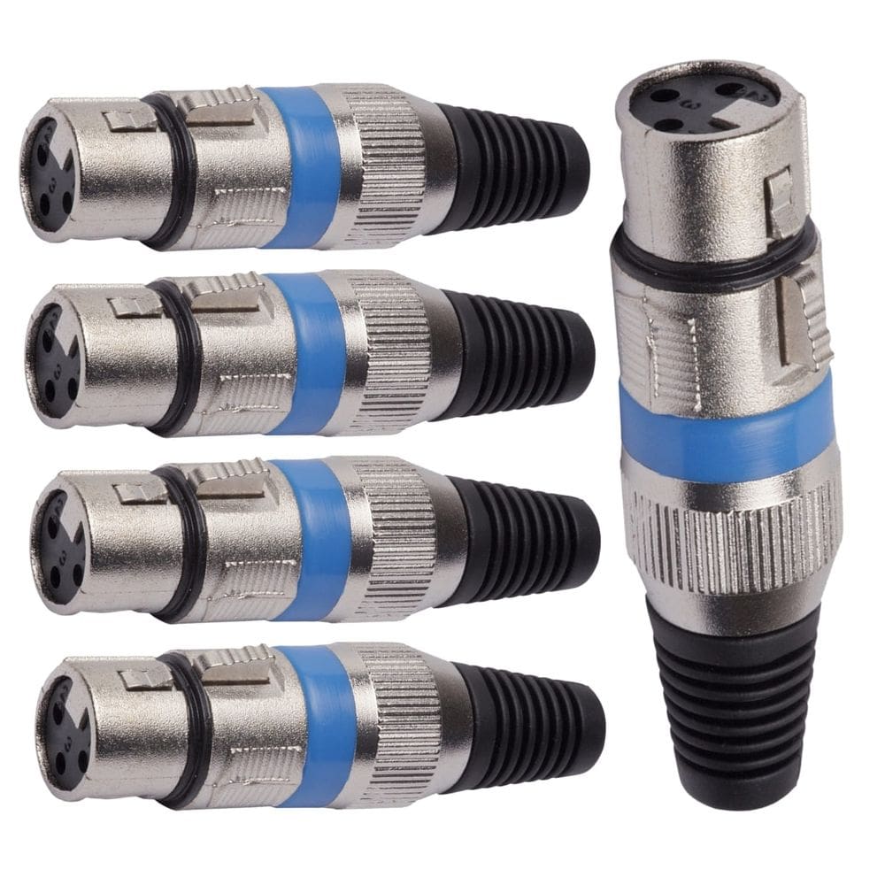 Conector Xlr Femea Linha Azul Corpo Metalico Storm 05 Unidades