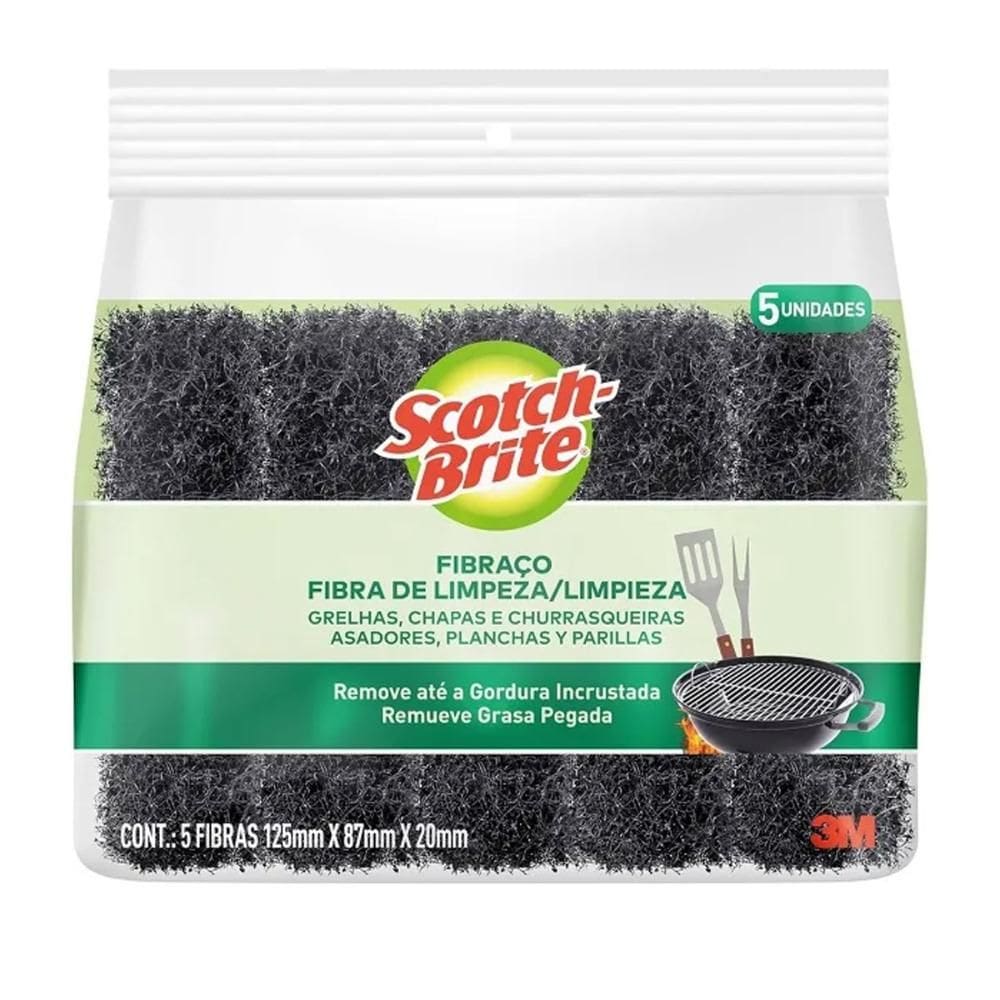 Fibraço de limpeza grill Scotch-Brite com 5 unid - 3M