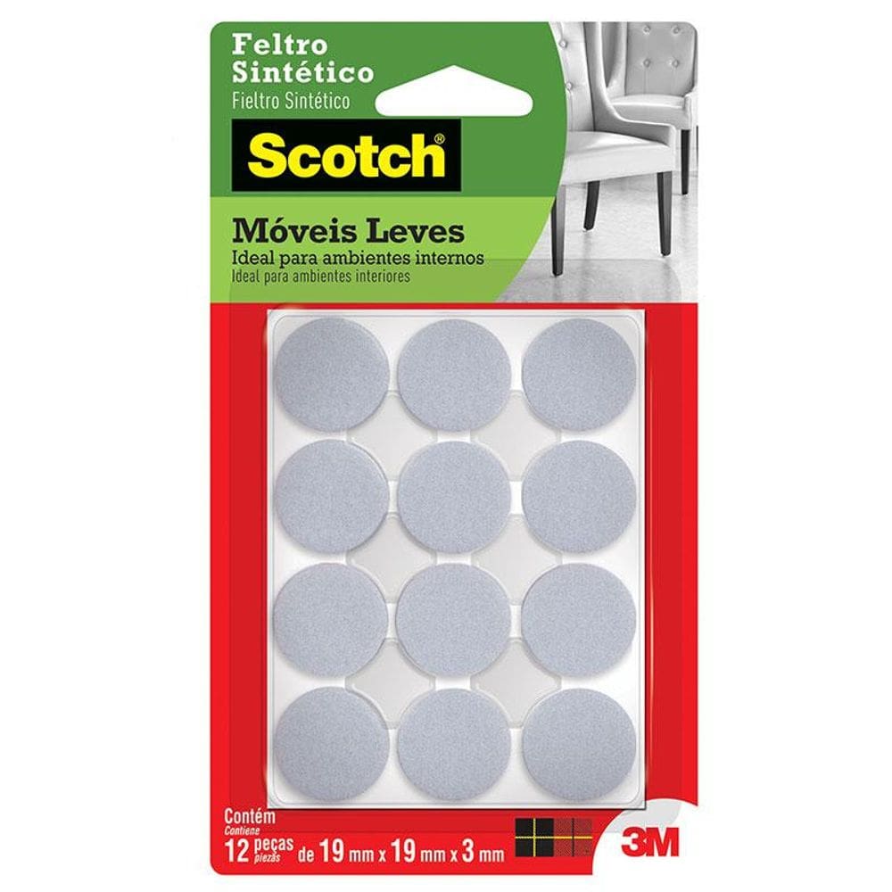 Feltro sintético Scotch redondo branco Pequeno 12 unid