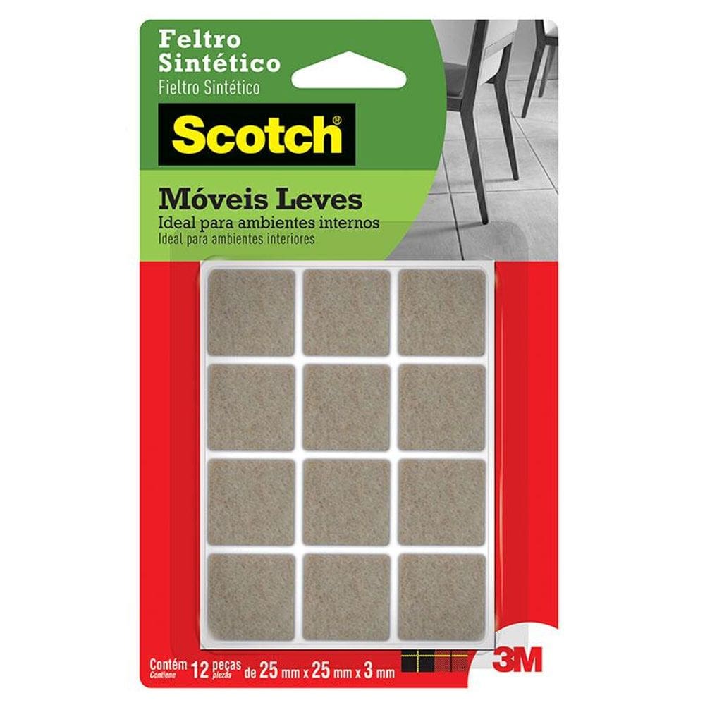 Feltro sintético Scotch quadrado marrom Médio 12 unid