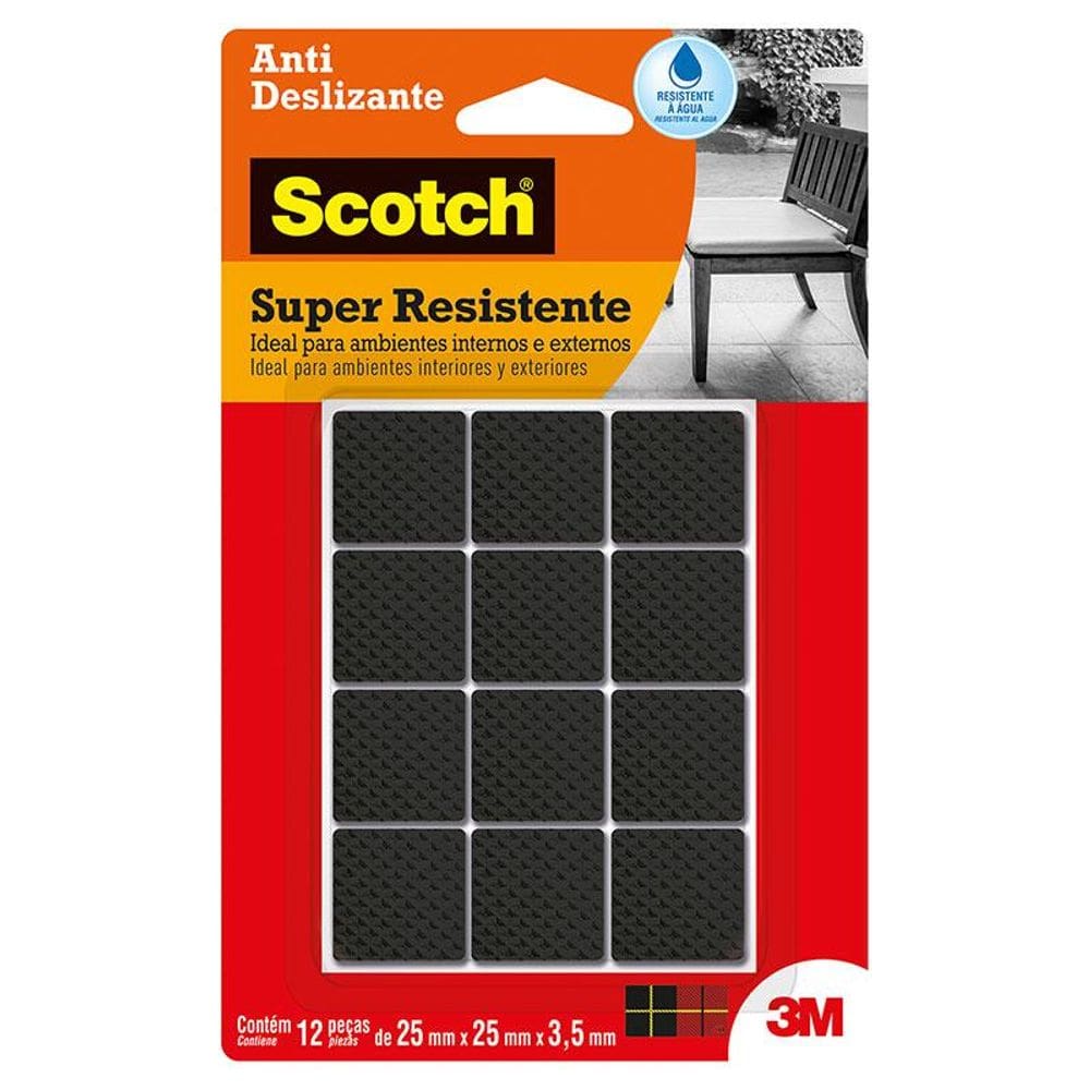 Protetor antideslizante Scotch quadrado preto Médio 12 unid