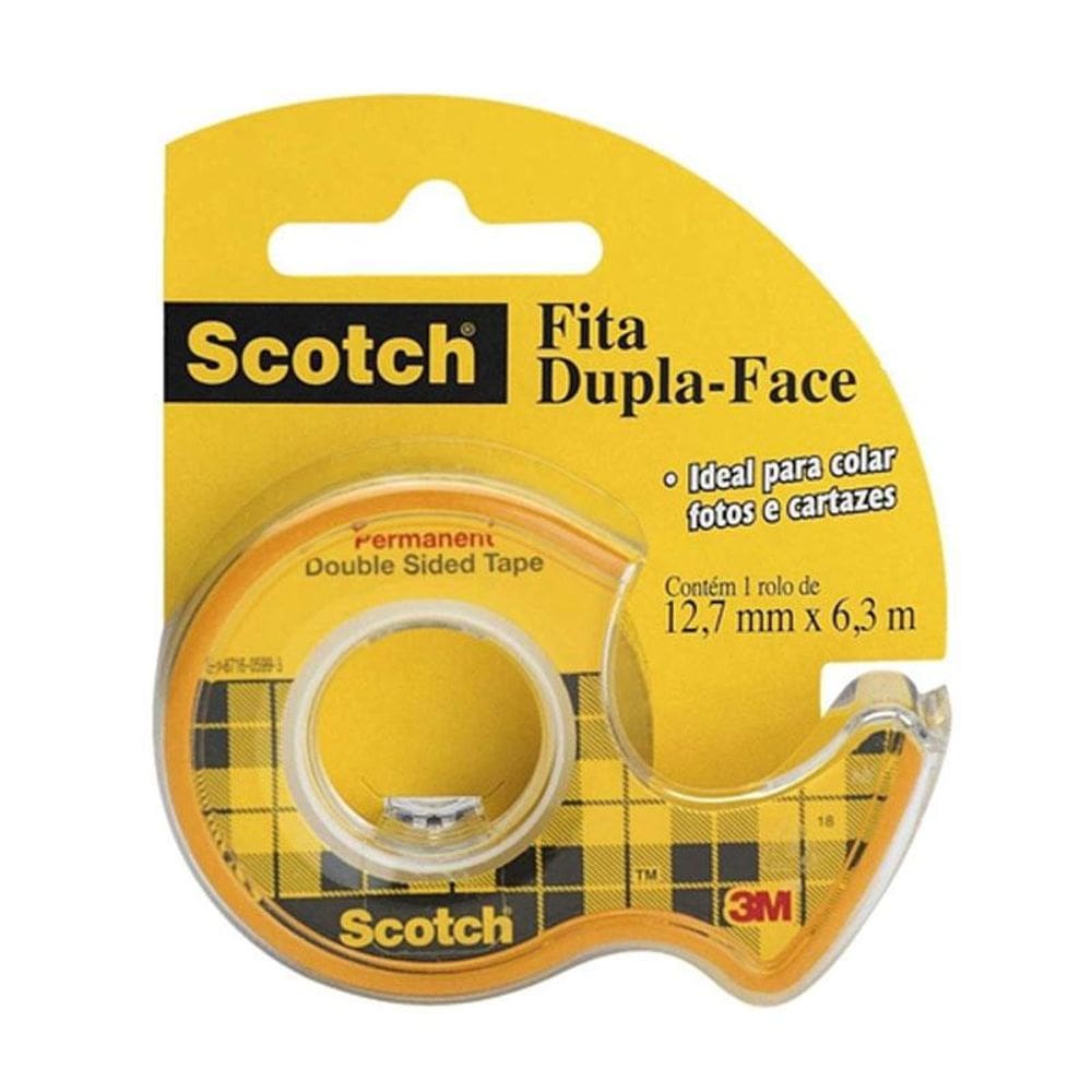 Fita dupla face Scotch c/ suporte 12,7mm x 6,3m 3M