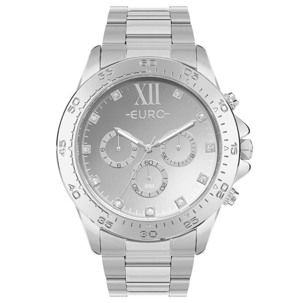Relógio Euro Feminino Big Case Prata - Euvd34ag-4k Relógio Euro Feminino Delux Prata - Euvd34ag-4k
