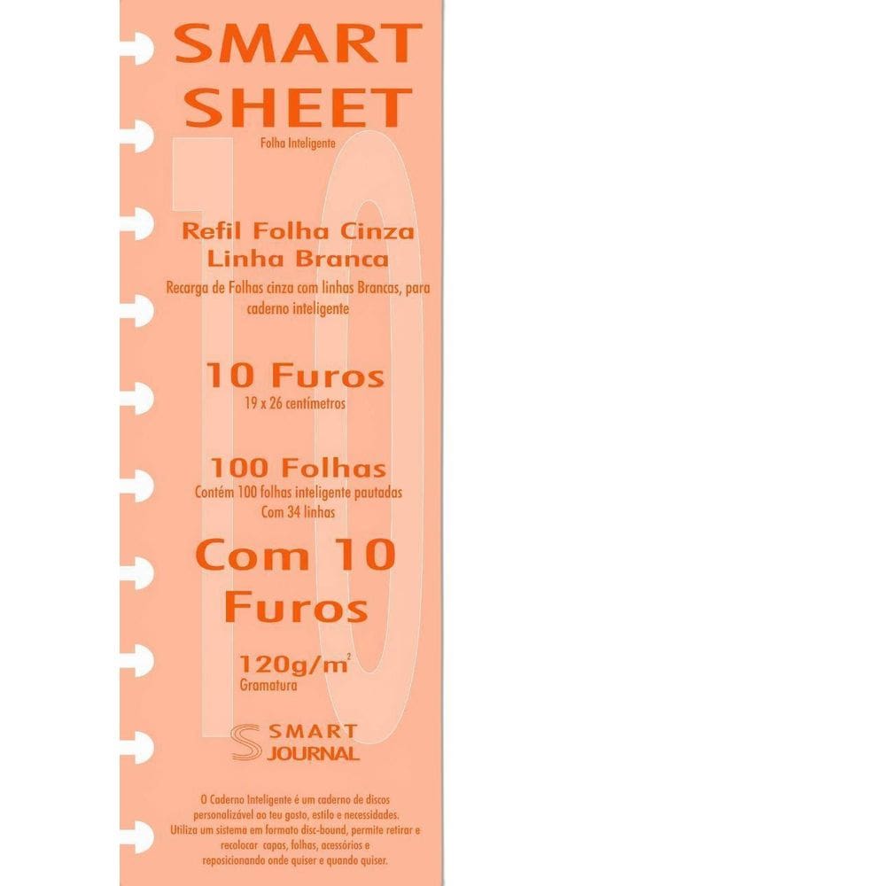 Refil Caderno Inteligente 120G 100 Fls Pauta Branca 10 Furos