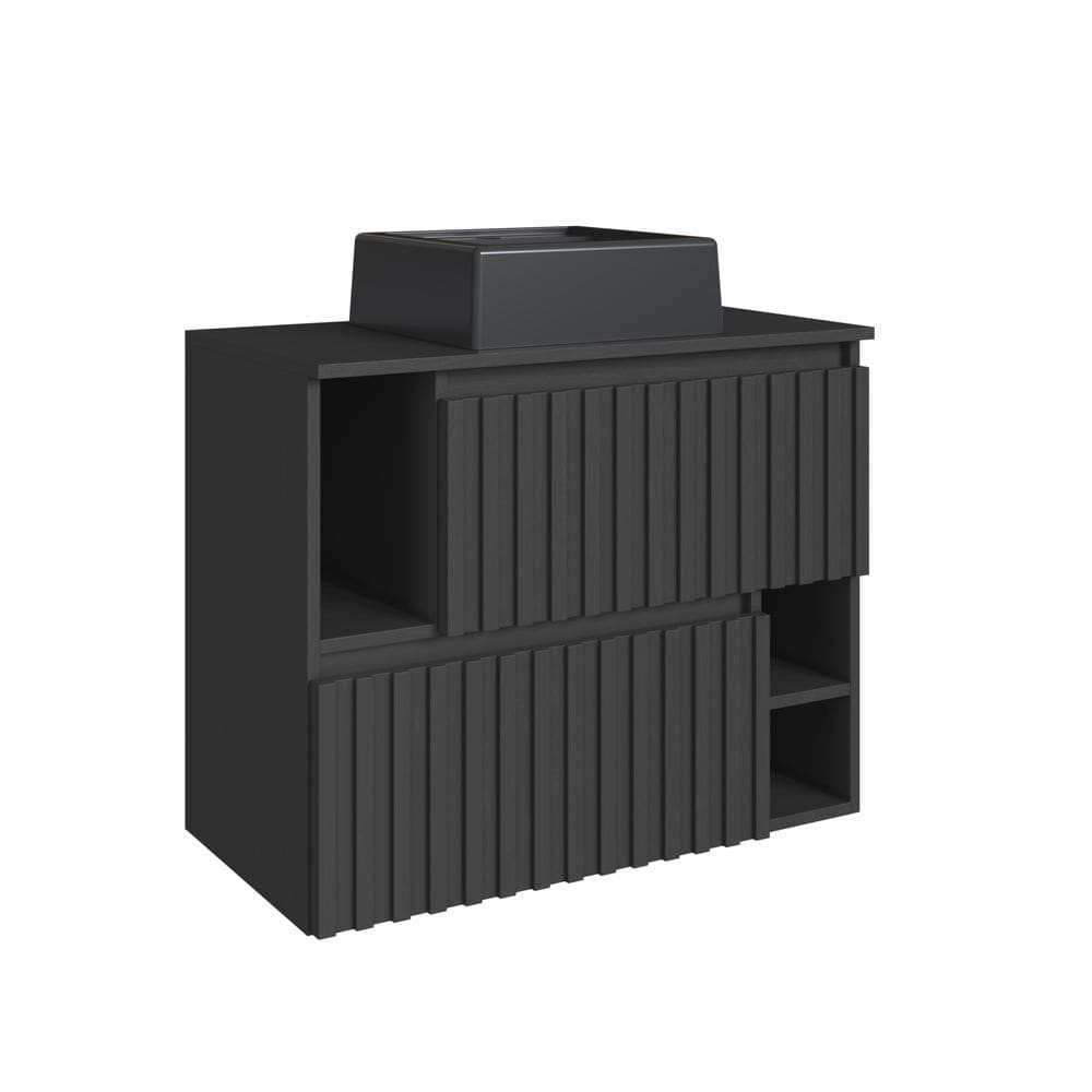 Gabinete de Banheiro Suspenso 75cm com Cuba 2 Portas Basculante Grafite Luiza BL1000 - Faema Móveis