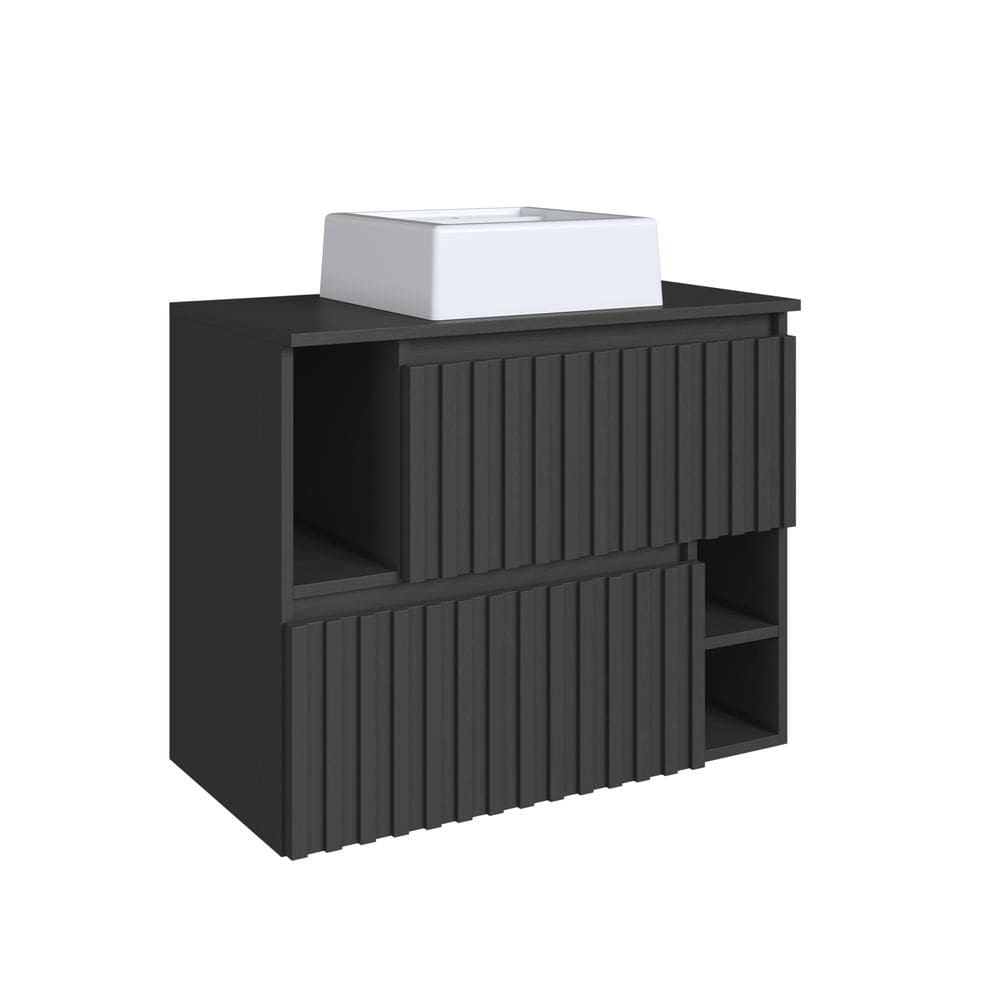 Gabinete de Banheiro Suspenso 75cm com Cuba 2 Portas Basculante Grafite Luiza BL1000 - Faema Móveis