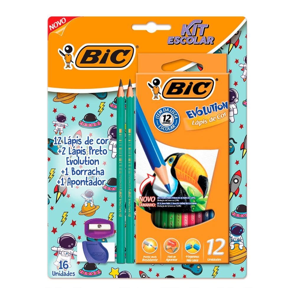 Kit escolar Evolution com 16 itens - Bic