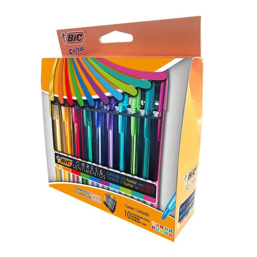 Caneta esfer cores e sentimentos c/ 10 cores 971202 Bic
