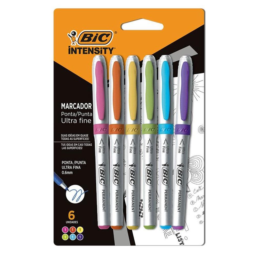 Marcador permanente Intensity Ultrafino 6 cores 935856 Bic